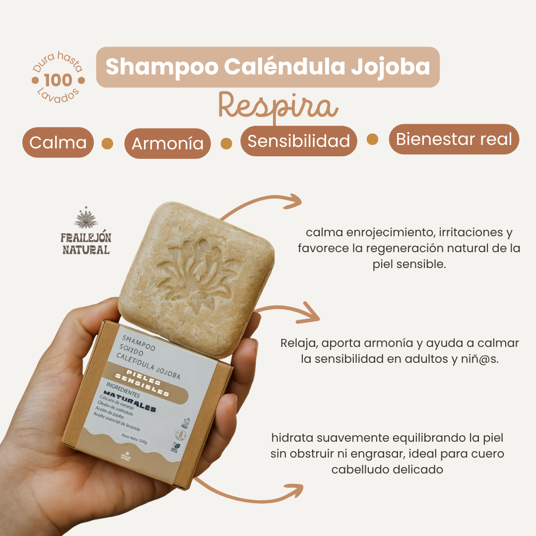Shampoo Sólido Caléndula y Jojoba - Piel Sensible & Hidratación Suave