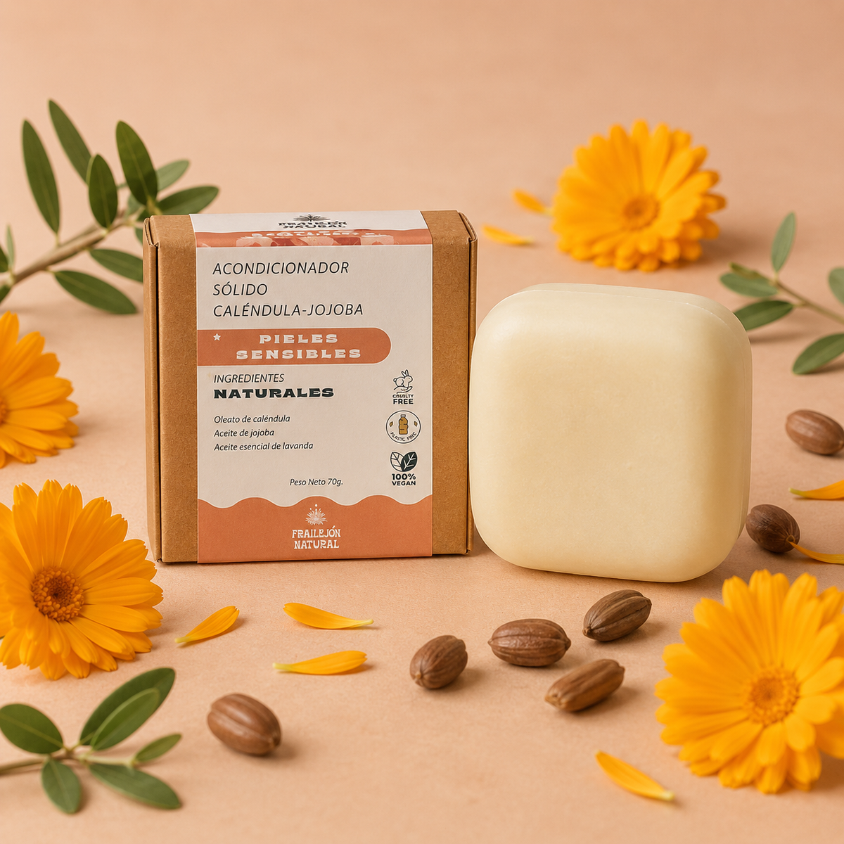 Acondicionador Sólido Caléndula y Jojoba - Suavidad & Protección