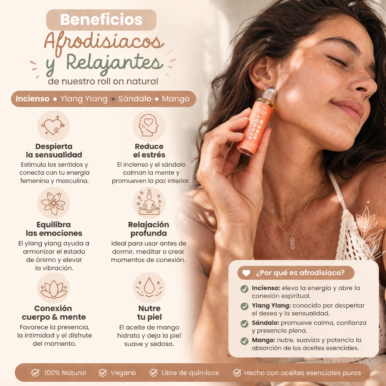 Roll On Aromaterapia Amrita 10 ML - Afrodisiaco & Relajante Sutil